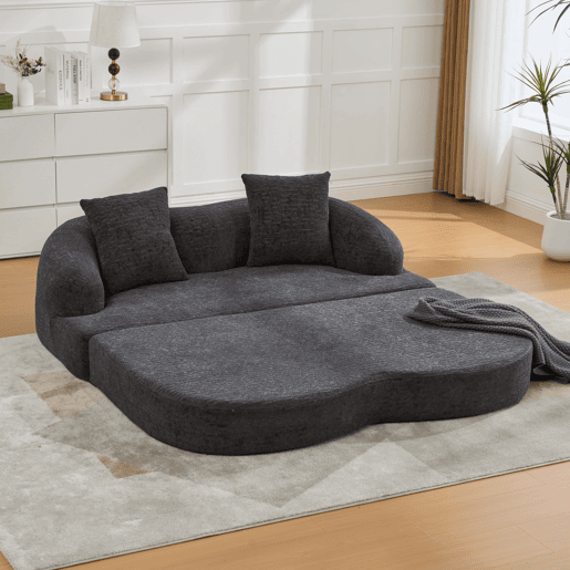 Sofá-cama de 2 lugares - sofá-cama duplo dobrável 2 em 1 com 2 almofadas - chenille multifuncional para a sala de estar e o quarto de hóspedes - cinzento escuro Sofá-cama de 2 lugares - sofá-cama duplo dobrável 2 em 1 com 2 almofadas - chenille multifuncional para a sala de estar e o quarto de hóspedes - cinzento escuro