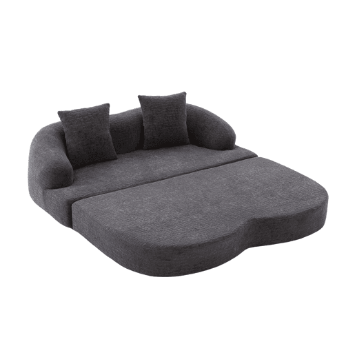 Sofá-cama de 2 lugares - sofá-cama duplo dobrável 2 em 1 com 2 almofadas - chenille multifuncional para a sala de estar e o quarto de hóspedes - cinzento escuro Sofá-cama de 2 lugares - sofá-cama duplo dobrável 2 em 1 com 2 almofadas - chenille multifuncional para a sala de estar e o quarto de hóspedes - cinzento escuro