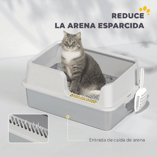 PawHut Caixa de Areia XL em Aço Inoxidável para Gatos, Extra Grande, Borda Alta, Pá Incluída, Fácil de Limpar, 60x40x28 cm, Cinzento-claro PawHut Caixa de Areia XL em Aço Inoxidável para Gatos, Extra Grande, Borda Alta, Pá Incluída, Fácil de Limpar, 60x40x28 cm, Cinzento-claro