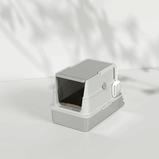 PawHut Caixa de Areia XL em Aço Inoxidável para Gatos, Fechada, com Tampa Rebatível, Bordo Alto, Pá e Sistema Anti-fugas, Cinzento-claro PawHut Caixa de Areia XL em Aço Inoxidável para Gatos, Fechada, com Tampa Rebatível, Bordo Alto, Pá e Sistema Anti-fugas, Cinzento-claro