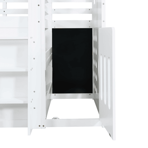 Cama infantil 90x200 cm - em forma de casinha, cama alta de madeira com zona de brincadeiras e roupeiro - Branco Cama infantil 90x200 cm - em forma de casinha, cama alta de madeira com zona de brincadeiras e roupeiro - Branco