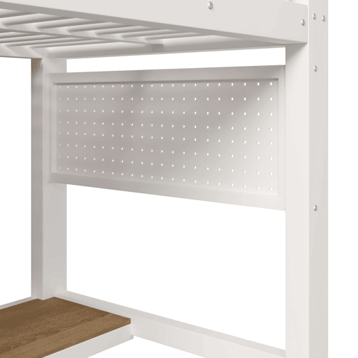 Cama alta 90x200 cm - metálica com grade, luz LED e escadas com espaço de arrumação - Branco Cama alta 90x200 cm - metálica com grade, luz LED e escadas com espaço de arrumação - Branco