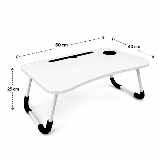 Mesa Dobrável Multifuncional 60x40x28cm Nyana Home Gaveta Removível Porta-Copos