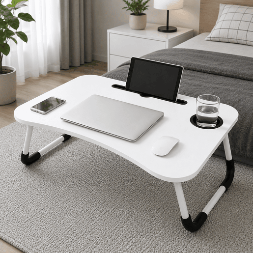 Mesa Dobrável Multifuncional 60x40x28cm Nyana Home Gaveta Removível Porta-Copos
