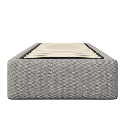 Cama estofada 90x200 cm - Plataforma com arrumação hidráulica e gaveta, sem cabeceira, sem colchão - Cinzento Cama estofada 90x200 cm - Plataforma com arrumação hidráulica e gaveta, sem cabeceira, sem colchão - Cinzento