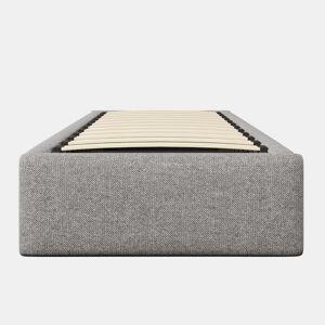 Cama estofada 90x200 cm - Plataforma com arrumação hidráulica e gaveta, sem cabeceira, sem colchão - Cinzento