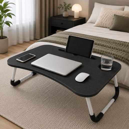 Mesa Dobrável Multifuncional 60x40x28cm Nyana Home Gaveta Removível Porta-Copos Mesa Dobrável Multifuncional 60x40x28cm Nyana Home Gaveta Removível Porta-Copos