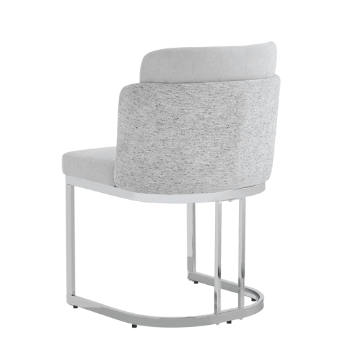 6 cadeiras de jantar u2014 confortáveis e respiráveis, de estilo moderno com pernas galvanizadas prateadas e tecido de chenille u2014 cinzento claro + prateado