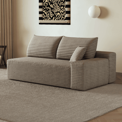 Sofá de 2 lugares, 175 x 95 cm u2013 modular, estofado em veludo cotelê, assento confortável u2013 Camel Sofá de 2 lugares, 175 x 95 cm u2013 modular, estofado em veludo cotelê, assento confortável u2013 Camel