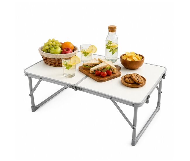 Mesa plegable picnic camping 60x40x27cm nyana home | maletín aluminio mdf