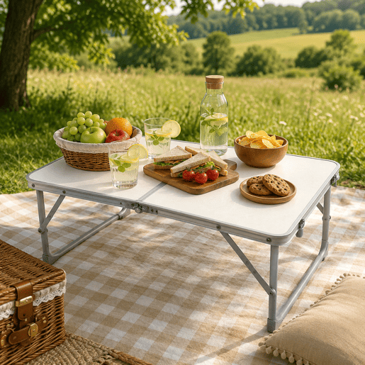 Mesa Dobrável Piquenique Campismo 60x40x27cm Nyana Home | Maleta Alumínio MDF Mesa Dobrável Piquenique Campismo 60x40x27cm Nyana Home | Maleta Alumínio MDF