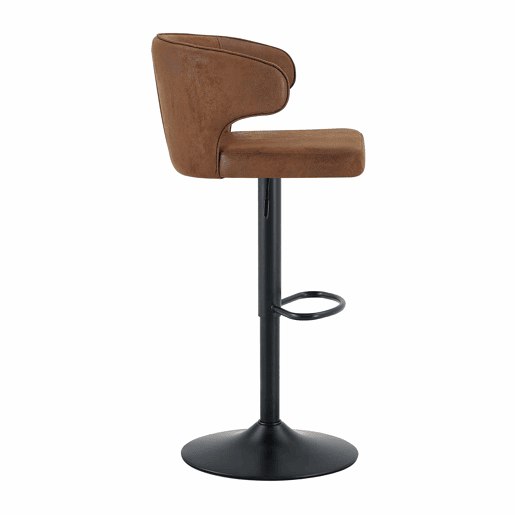 Bancos de bar 49,7 x 45 x 110 cm - Altura ajustável, giratório a 360°, com encosto e apoio para os pés - Castanho