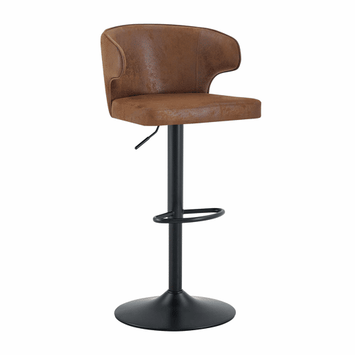 Bancos de bar 49,7 x 45 x 110 cm - Altura ajustável, giratório a 360°, com encosto e apoio para os pés - Castanho