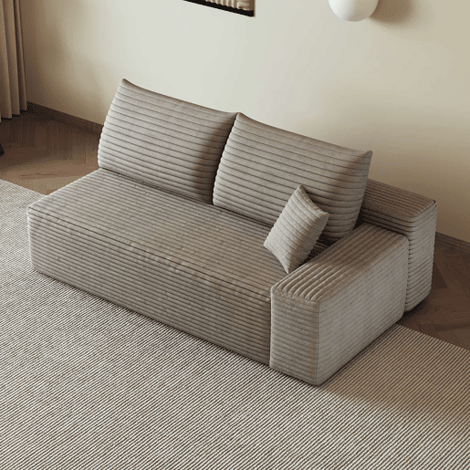 Sofá de 2 lugares, 175 x 95 cm u2013 modular, estofado em veludo cotelê, assento confortável u2013 Camel