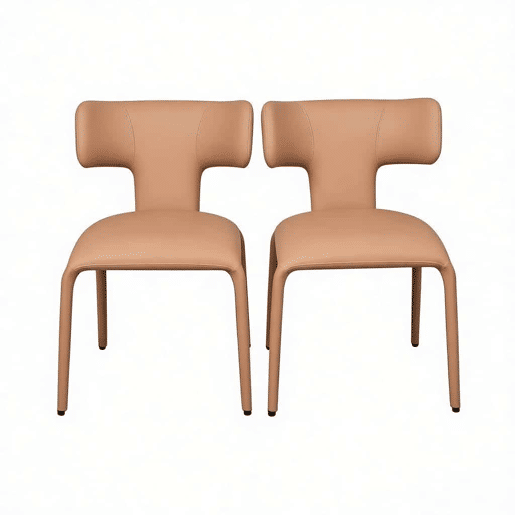 Conjunto de 2 cadeiras de jantar - encosto curvo, design moderno e versátil para a cozinha, sala de estar e escritório - Castanho claro