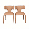 Conjunto de 2 cadeiras de jantar - encosto curvo, design moderno e versátil para a cozinha, sala de estar e escritório - Castanho claro