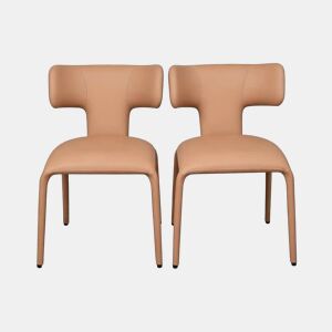 Conjunto de 2 cadeiras de jantar - encosto curvo, design moderno e versátil para a cozinha, sala de estar e escritório - Castanho claro