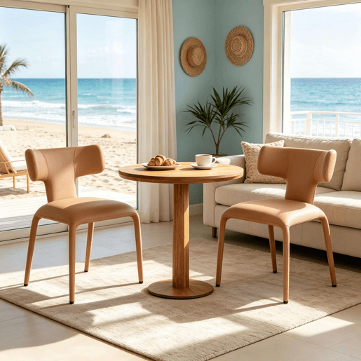 Conjunto de 2 cadeiras de jantar - encosto curvo, design moderno e versátil para a cozinha, sala de estar e escritório - Castanho claro