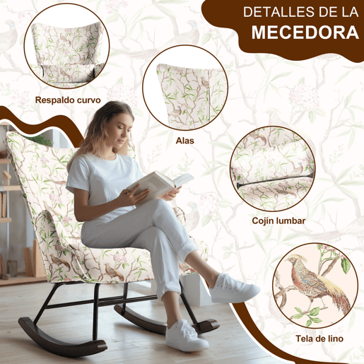 Poltrona de Balanço com Design, Assento Acolchoado, Encosto Ergonómico e Estrutura Resistente
