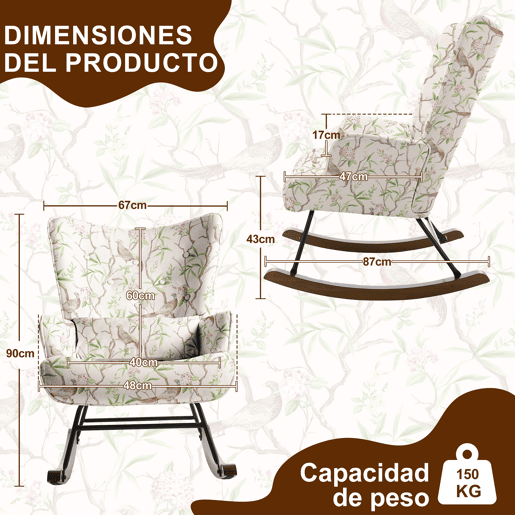Poltrona de Balanço com Design, Assento Acolchoado, Encosto Ergonómico e Estrutura Resistente