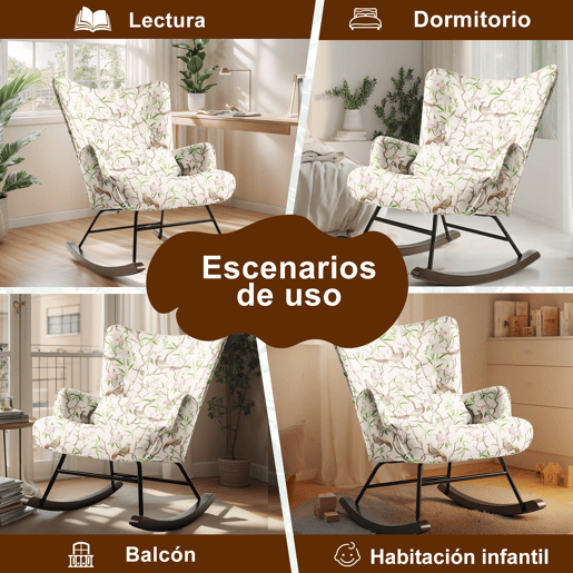 Poltrona de Balanço com Design, Assento Acolchoado, Encosto Ergonómico e Estrutura Resistente