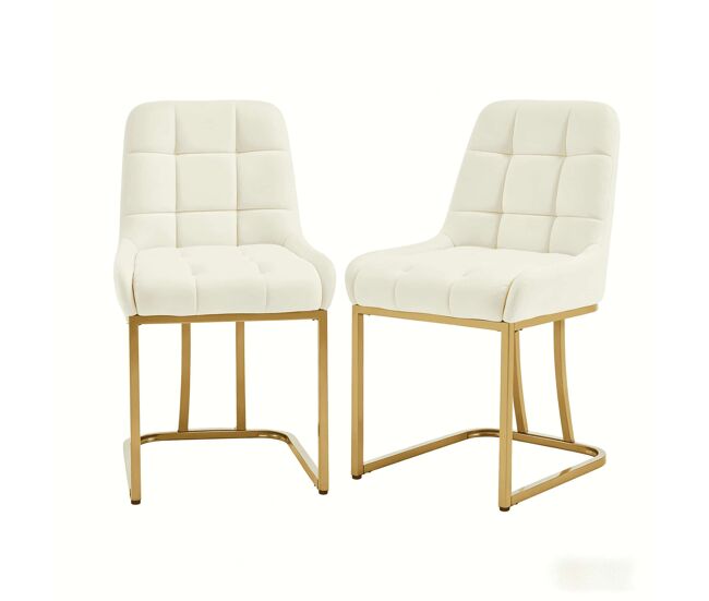 Sillas de comedor 45x39x84 cm - tapizadas, versátiles para dormitorio y salón, 2 unidades - beige