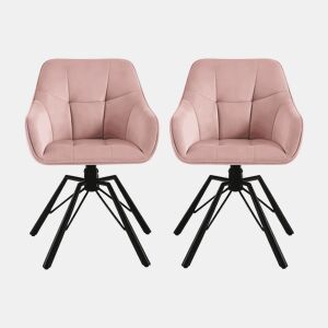 Cadeiras giratórias de jantar 57 x 54 x 82,5 cm u2014 encosto macio, assento largo, 2 unidades u2014 rosa
