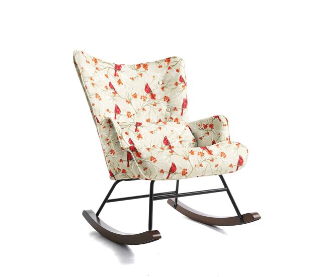 Sillón mecedor de diseño con asiento acolchado, respaldo ergonómico y estructura resistente
