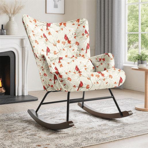 Poltrona de Balanço com Design, Assento Acolchoado, Encosto Ergonómico e Estrutura Resistente Poltrona de Balanço com Design, Assento Acolchoado, Encosto Ergonómico e Estrutura Resistente