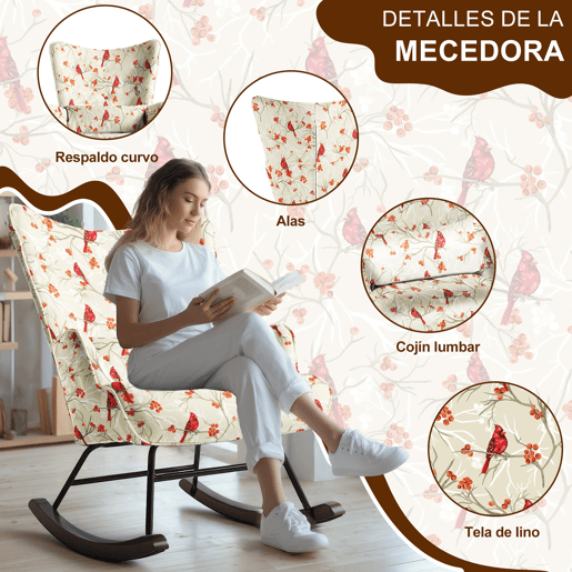 Poltrona de Balanço com Design, Assento Acolchoado, Encosto Ergonómico e Estrutura Resistente Poltrona de Balanço com Design, Assento Acolchoado, Encosto Ergonómico e Estrutura Resistente