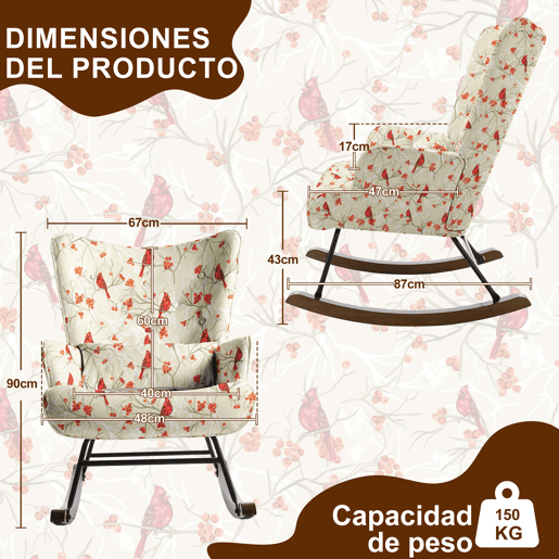 Poltrona de Balanço com Design, Assento Acolchoado, Encosto Ergonómico e Estrutura Resistente Poltrona de Balanço com Design, Assento Acolchoado, Encosto Ergonómico e Estrutura Resistente