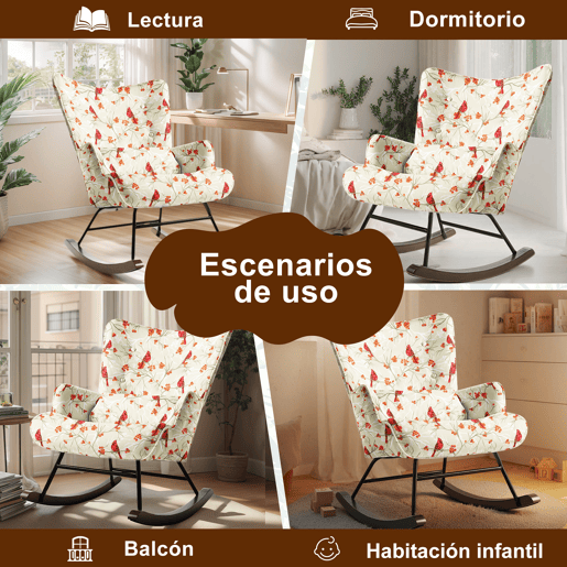 Poltrona de Balanço com Design, Assento Acolchoado, Encosto Ergonómico e Estrutura Resistente Poltrona de Balanço com Design, Assento Acolchoado, Encosto Ergonómico e Estrutura Resistente