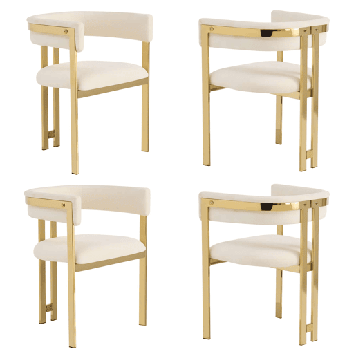 4 cadeiras de jantar - modernas e confortáveis, com pernas metálicas galvanizadas e estofo em chenille - bege e dourado 4 cadeiras de jantar - modernas e confortáveis, com pernas metálicas galvanizadas e estofo em chenille - bege e dourado