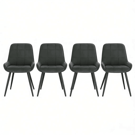 Cadeiras de jantar 43 x 52,5 x 81,5 cm - Assento alto almofadado, modernas - Cinza escuro Cadeiras de jantar 43 x 52,5 x 81,5 cm - Assento alto almofadado, modernas - Cinza escuro