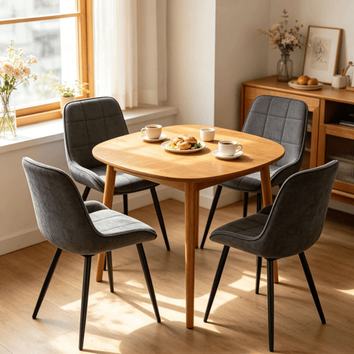 Cadeiras de jantar 43 x 52,5 x 81,5 cm - Assento alto almofadado, modernas - Cinza escuro Cadeiras de jantar 43 x 52,5 x 81,5 cm - Assento alto almofadado, modernas - Cinza escuro