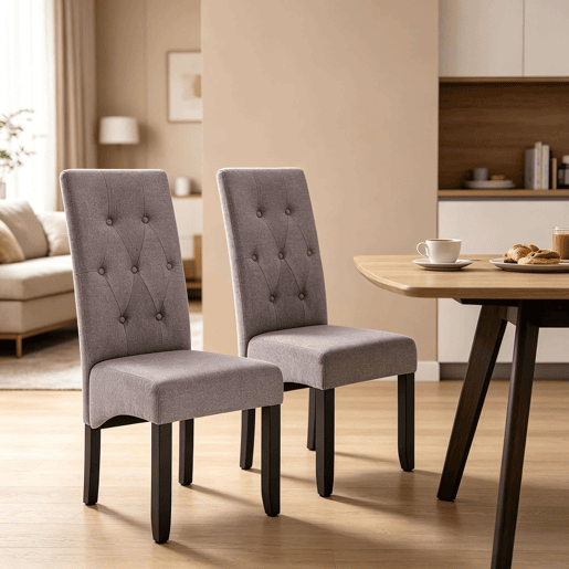 Cadeiras de jantar 42x47x107 cm u2013 encosto alto estofado, cadeiras multifuncionais para cozinha e sala de estar u2013 cinzento claro Cadeiras de jantar 42x47x107 cm u2013 encosto alto estofado, cadeiras multifuncionais para cozinha e sala de estar u2013 cinzento claro