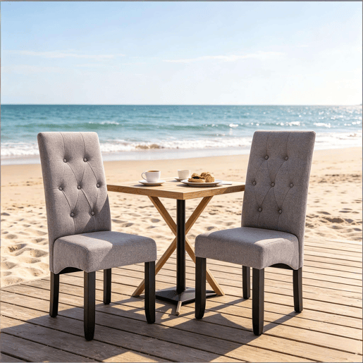 Cadeiras de jantar 42x47x107 cm u2013 encosto alto estofado, cadeiras multifuncionais para cozinha e sala de estar u2013 cinzento claro Cadeiras de jantar 42x47x107 cm u2013 encosto alto estofado, cadeiras multifuncionais para cozinha e sala de estar u2013 cinzento claro