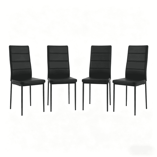 Conjunto de 4 cadeiras de jantar - encosto alto, para sala de jantar, cafetaria e toucador - preto
