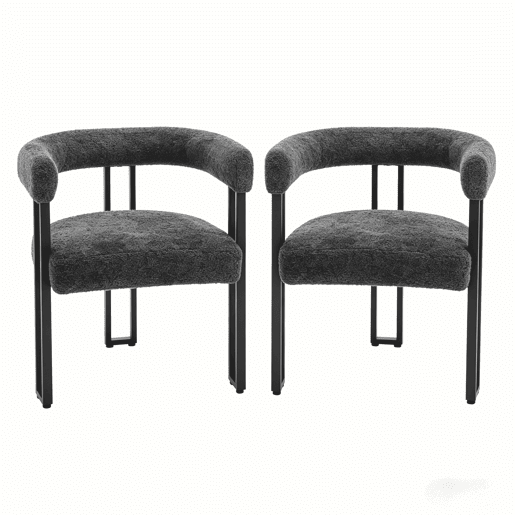 Conjunto de 2 cadeiras de jantar - Encosto e braços integrados, confortáveis e elegantes para a sala de estar, o quarto ou um café - Cinza escuro Conjunto de 2 cadeiras de jantar - Encosto e braços integrados, confortáveis e elegantes para a sala de estar, o quarto ou um café - Cinza escuro
