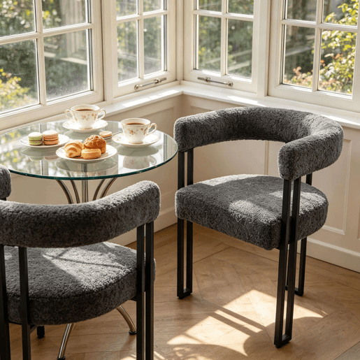 Conjunto de 2 cadeiras de jantar - Encosto e braços integrados, confortáveis e elegantes para a sala de estar, o quarto ou um café - Cinza escuro Conjunto de 2 cadeiras de jantar - Encosto e braços integrados, confortáveis e elegantes para a sala de estar, o quarto ou um café - Cinza escuro