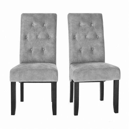 Cadeiras de jantar 42 x 47 x 107 cm - encosto alto estofado, conjunto de 2 peças - cinzento claro Cadeiras de jantar 42 x 47 x 107 cm - encosto alto estofado, conjunto de 2 peças - cinzento claro