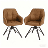 Cadeiras de jantar 57 x 54 x 82,5 cm u2013 giratórias, encosto almofadado, 2 unidades u2013 castanho claro