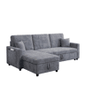 Sofá-cama de canto L de 3 lugares - modular com chaise longue, função de cama e arrumação - cinzento