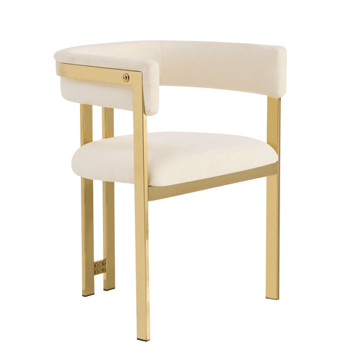 2 cadeiras de jantar u2014 modernas, estofadas em chenille, com pernas douradas galvanizadas, confortáveis e respiráveis u2014 bege e dourado 2 cadeiras de jantar u2014 modernas, estofadas em chenille, com pernas douradas galvanizadas, confortáveis e respiráveis u2014 bege e dourado