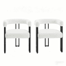 Conjunto de 2 cadeiras de jantar - encosto integrado com braços, cadeira confortável e multifuncional para sala de estar, café e quarto - creme