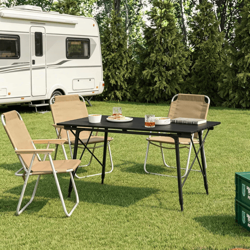 Mesa de campismo - Altura ajustável, dobrável para uso no exterior - Preto Mesa de campismo - Altura ajustável, dobrável para uso no exterior - Preto