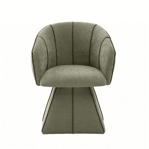 Cadeirão giratório individual em chenille - ergonómico, encosto alto, ideal para quarto e sala - verde-azeitona