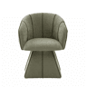 Cadeirão giratório individual em chenille - ergonómico, encosto alto, ideal para quarto e sala - verde-azeitona