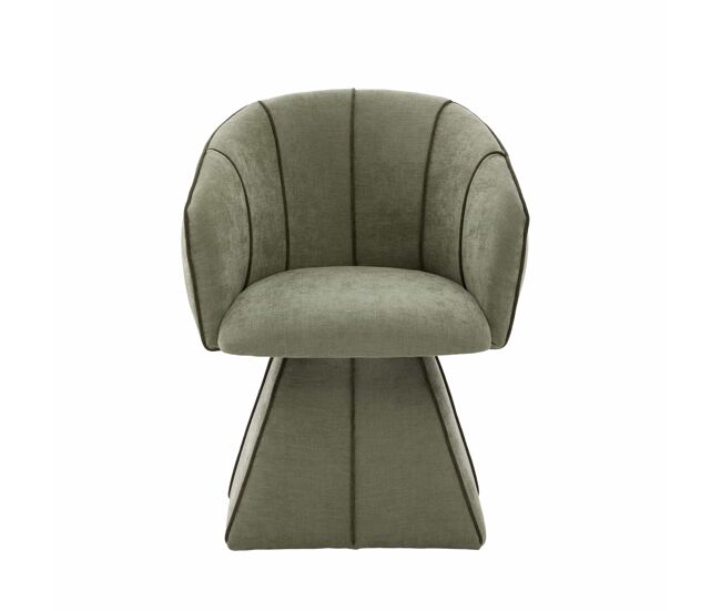 Sillón giratorio individual de chenilla - ergonómico, respaldo alto, ideal para dormitorio y salón - verde oliva