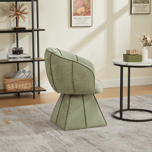 Cadeirão giratório individual em chenille - ergonómico, encosto alto, ideal para quarto e sala - verde-azeitona